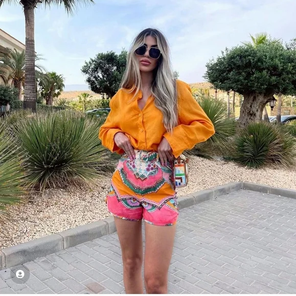 Zara | Shorts | Zara Linen Blend Print Short | Poshmark